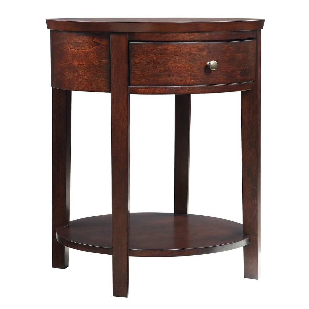Fillmore 1-Drawer Oval Wood Shelf Accent End Table by iNSPIRE Q Modern