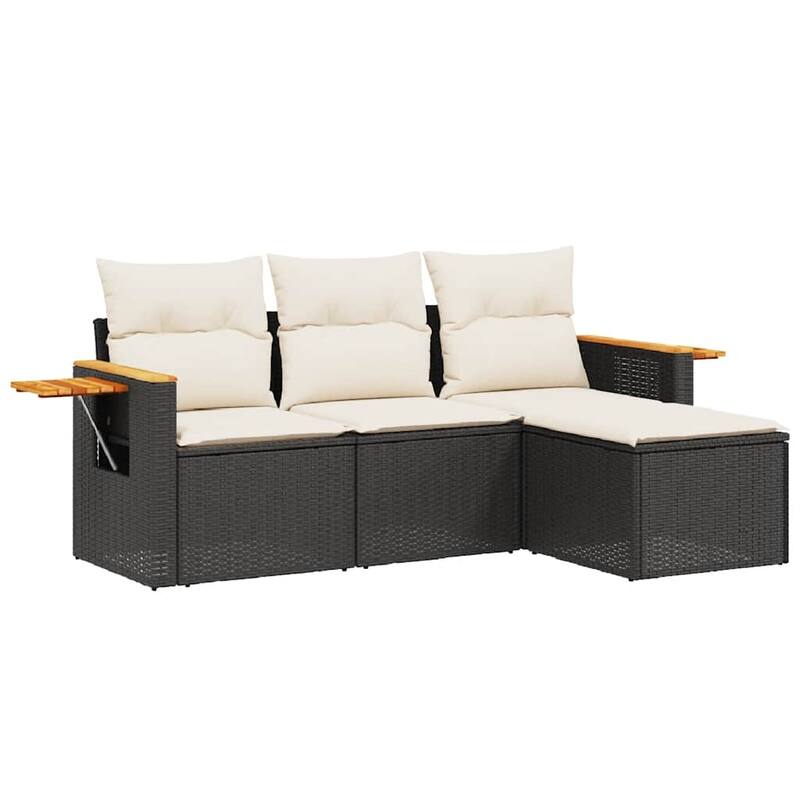 vidaXL Patio Sofa Set with Cushions Outdoor Furniture 4 Piece Poly Rattan