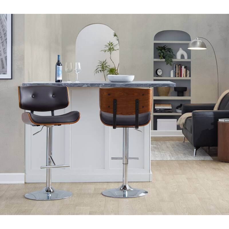 Carson Carrington Leksand Adjustable Bar Stool with Straight T Footrest (Set of 2)