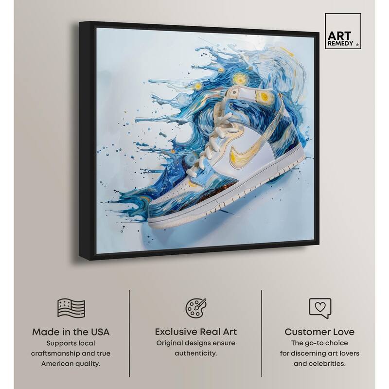 Starry Night Sneaker Splash Canvas by Art Remedy
