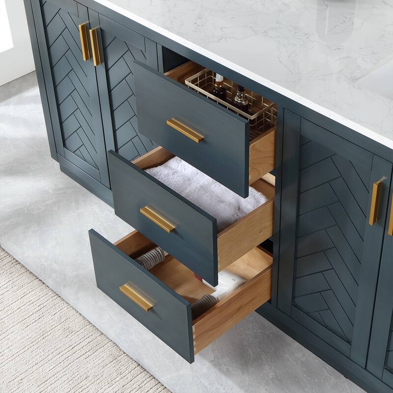 Altair Gazsi Bathroom Vanity with Composite Stone Countertop with Mirror
