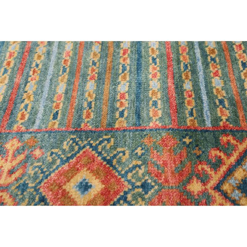 ECARPETGALLERY Hand-knotted Peshawar Ziegler Teal Wool Rug - 5'8 x 7'8