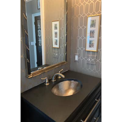 17-in Oval Under Counter Hammered Copper Bathroom Sink in Nickel (LO17FEN)