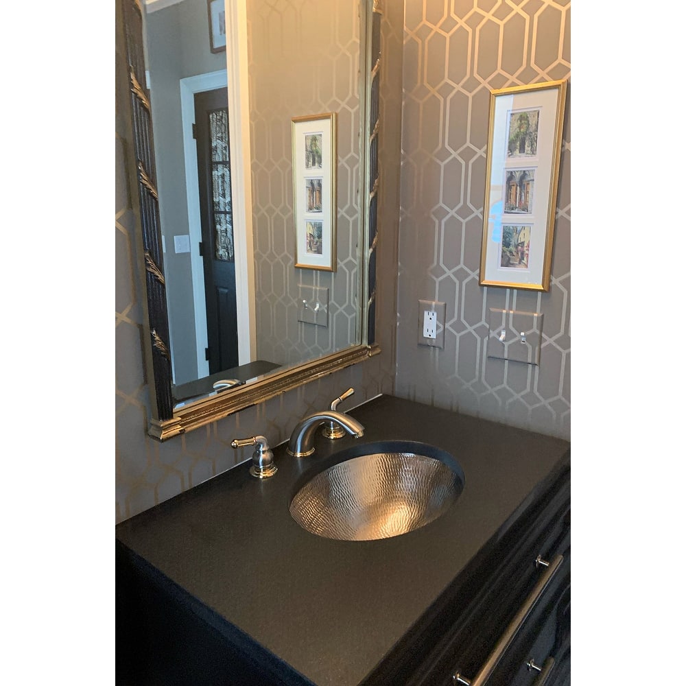 17-in Oval Under Counter Hammered Copper Bathroom Sink in Nickel (LO17FEN)