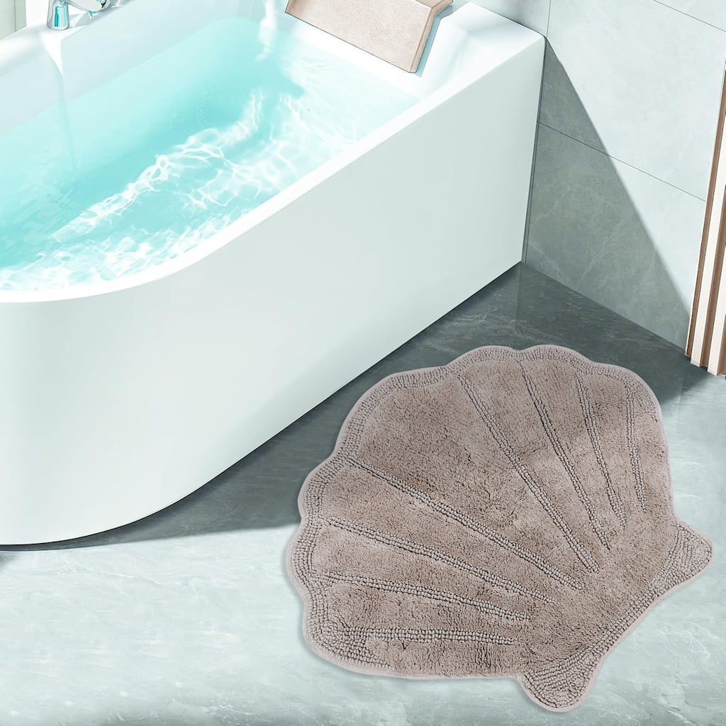 Better Trends Seashell Bath Rug 100% Cotton Absorbent Reversible Bathroom Mat Marilyn Collection