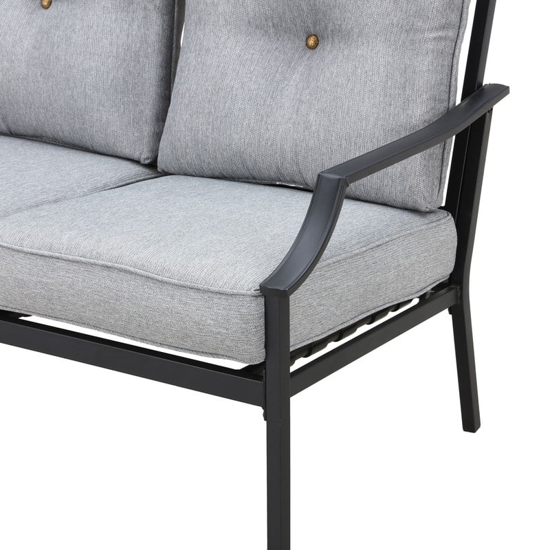 Patio Festival 2-Piece Outdoor Metal Sofa with Coffee Table Set