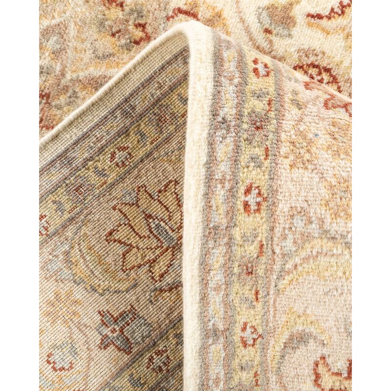 Overton Hand Knotted Wool Traditional Oriental Ivory Area Rug - 5' x 8'