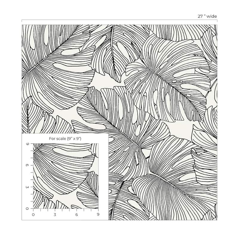 Seabrook Designs Tarra Monstera Leaf Unpasted Wallpaper