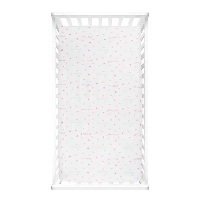 Lush Decor Baby Unicorn Heart Rainbow Micro Mink Fitted Crib Sheet, 2 Pack - 52"x 28" x 9"