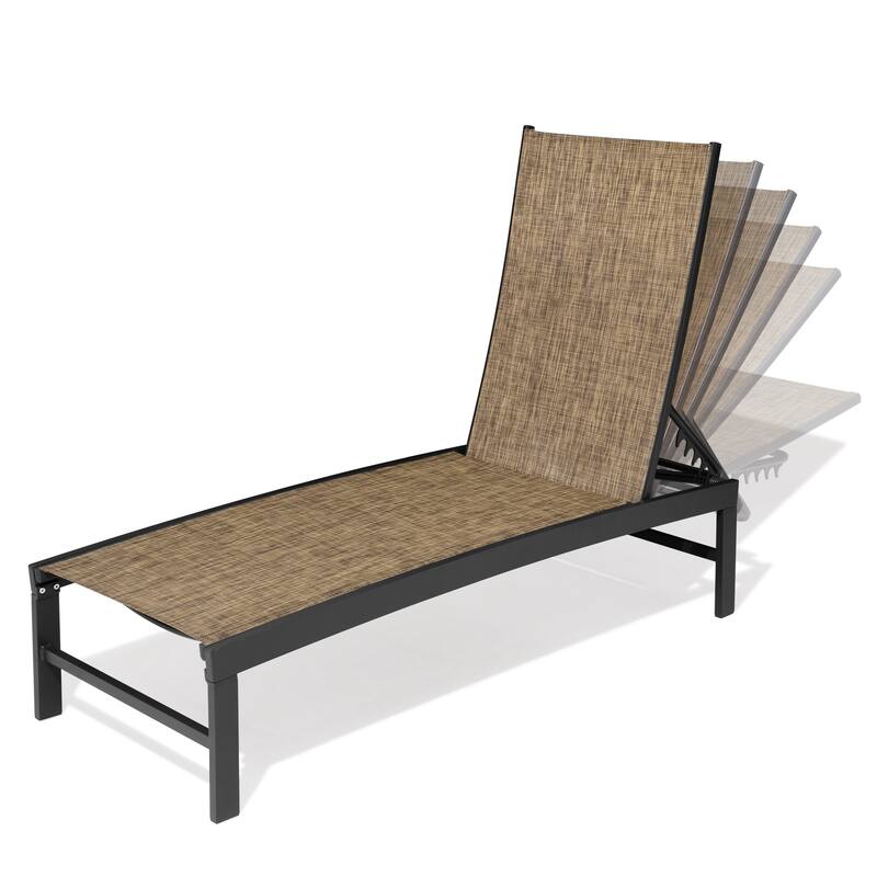 Pellebant Adjustable Aluminum Patio Chaise Lounge Chairs Outdoor (Set of 2)