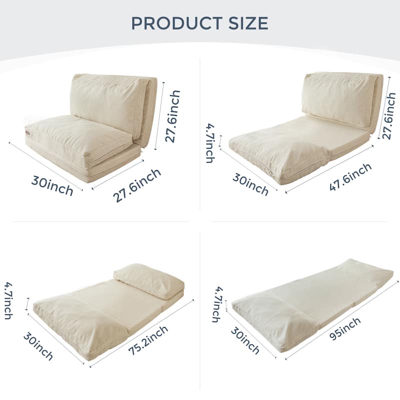Corduroy Bean Bag Folding Sofa Bed
