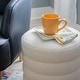 preview thumbnail 2 of 3, Hawley White Round Sherpa Ottoman