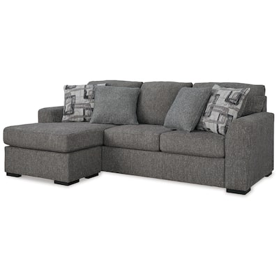 Iqay Sectional Sofa Chaise, 4 Pillows, Pewter Gray Polyester 101 Inch