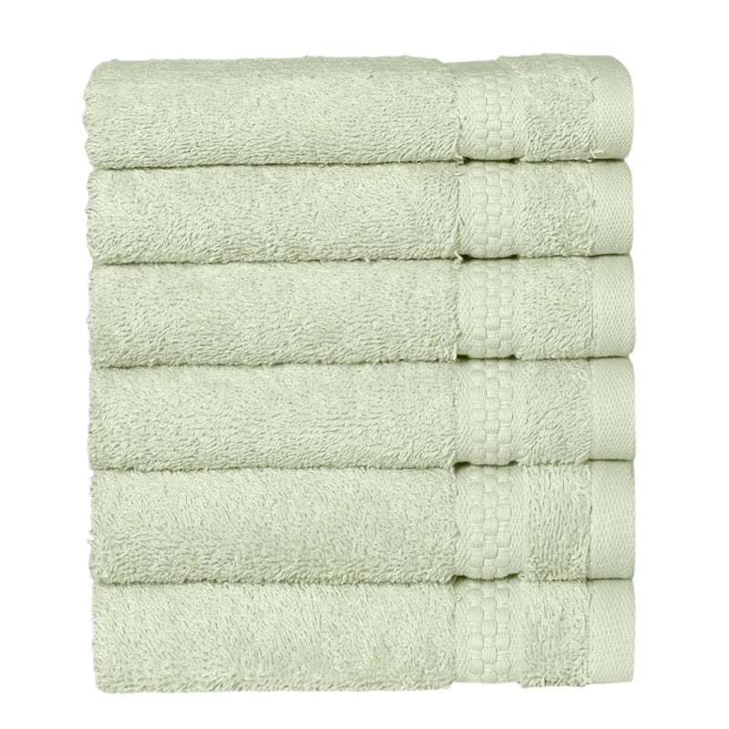 Authentic Hotel and Spa 100 percent Aeagean Long Staple Turkish Cotton STARLIGHT Terry Washcloths (Set of 6) - Sea Green