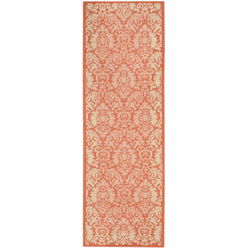SAFAVIEH Courtyard Peggie Indoor/ Outdoor Patio Backyard Rug - 2'3" x 10' Runner - Terracotta/Natural