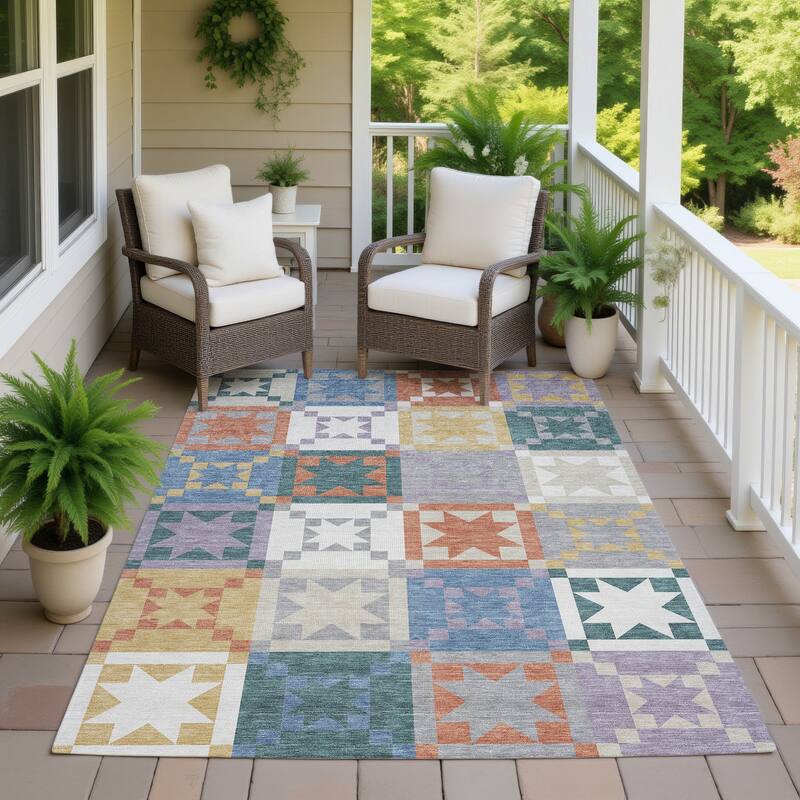 Machine Washable Indoor/ Outdoor Modern Newton Chantille Rug