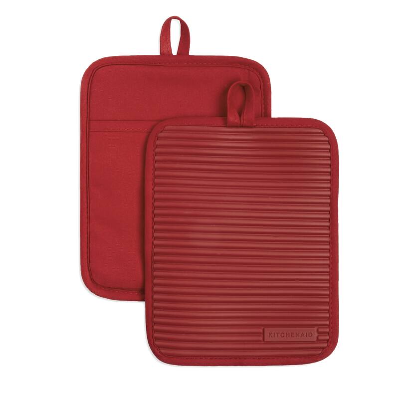 KitchenAid Ribbed Soft Silicone Pot Holder 2-Pack Set, 7"x9"