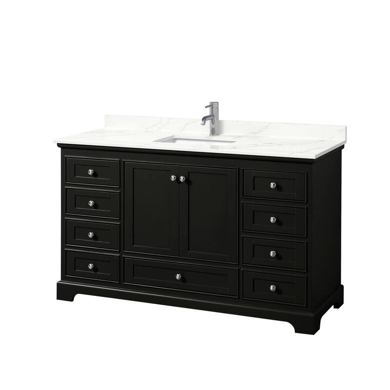 Wyndham Collection WCS202060S-QTZ-UNSMXX Deborah 60" Free Standing - Dark Espresso / Giotto Quartz Top / Polished