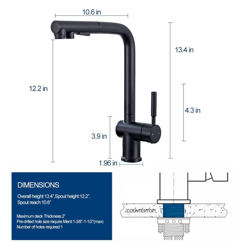 ALPHAUCET Single Handle Pull-Out Sprayer Kitchen Faucet