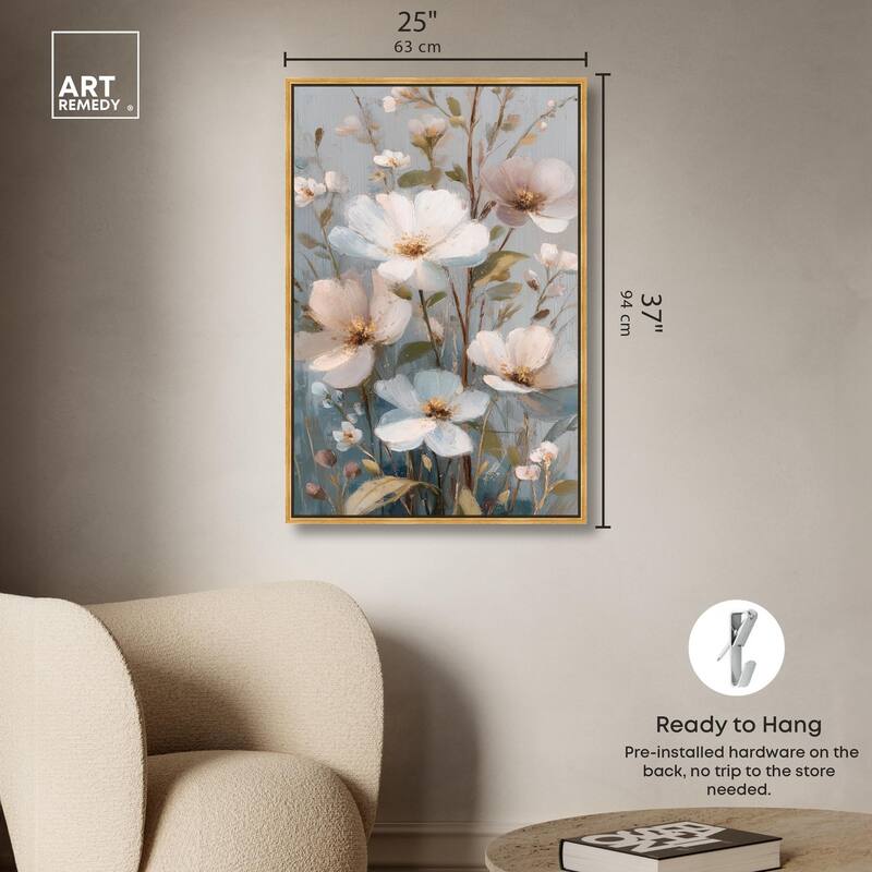 Vintage White Meadow Canvas by Art Remedy