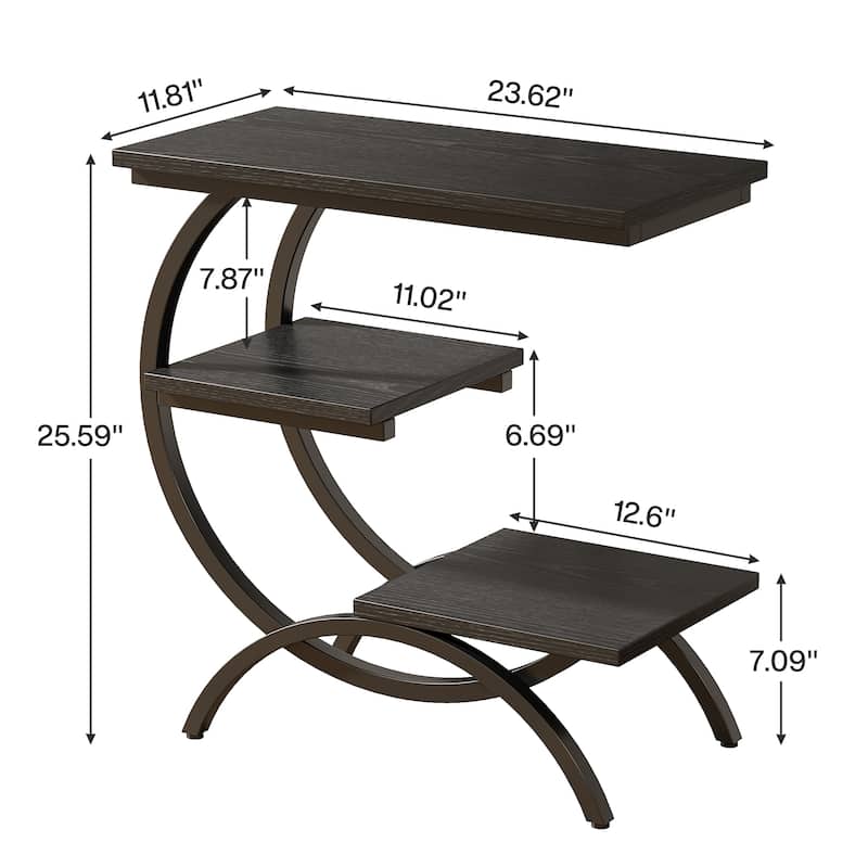 Industrial 3-Tier Small Side Table for Couch