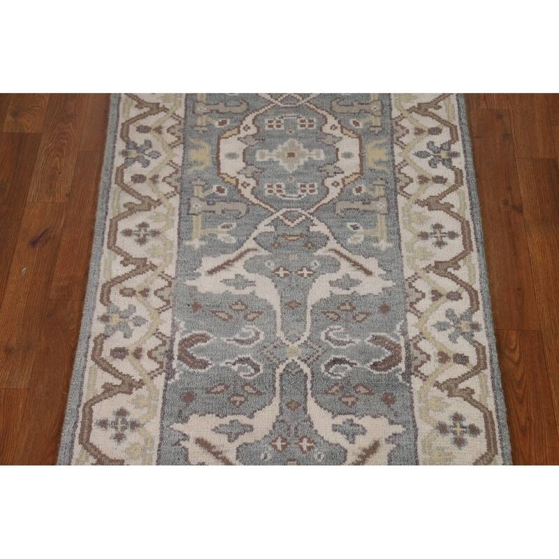 Oushak Style Runner Rug Hand-Knotted Transitional Wool Carpet - 2'6"x 7'11"
