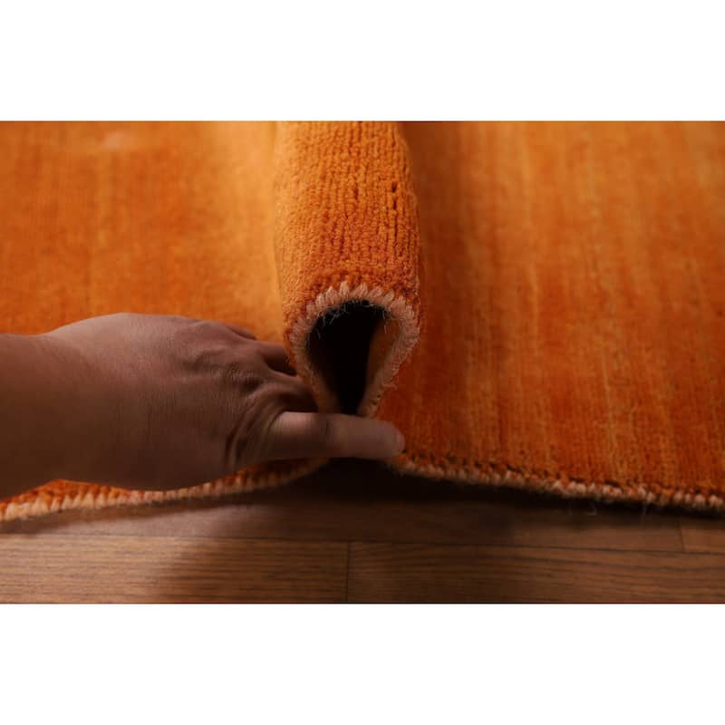 Modern Gabbeh Oriental Square Rug Hand-Knotted Wool Carpet - 2'10"x 3'5"