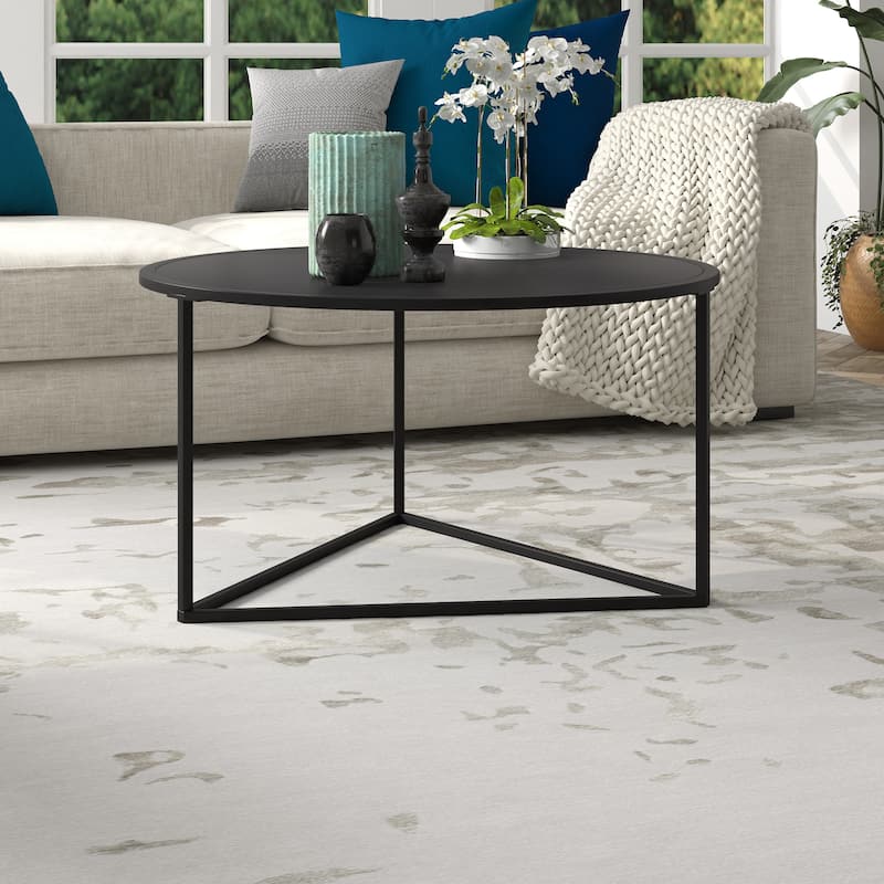 Jenson Round Coffee Table - Blackened Bronze with Metal Top