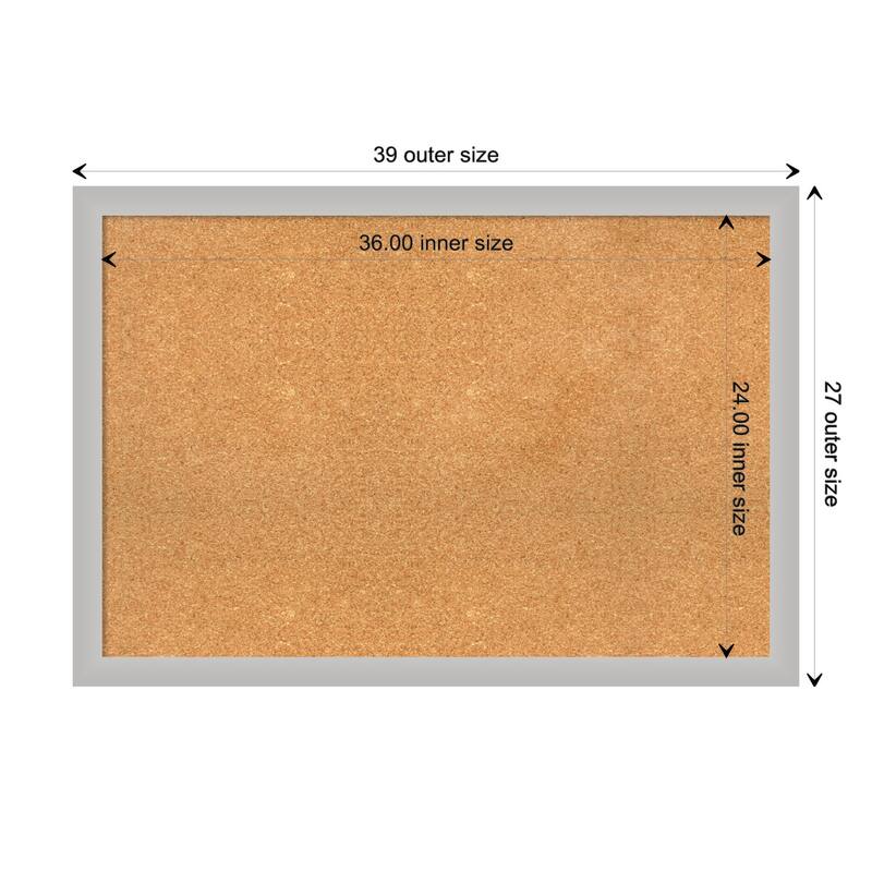 Low Luster Silver Wood Framed Natural Corkboard Bulletin Board - Board Size 36x24