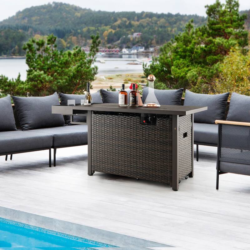 Gymax Propane Gas Fire Pit Table 52 Inch Propane Fire Pit w/ Wind