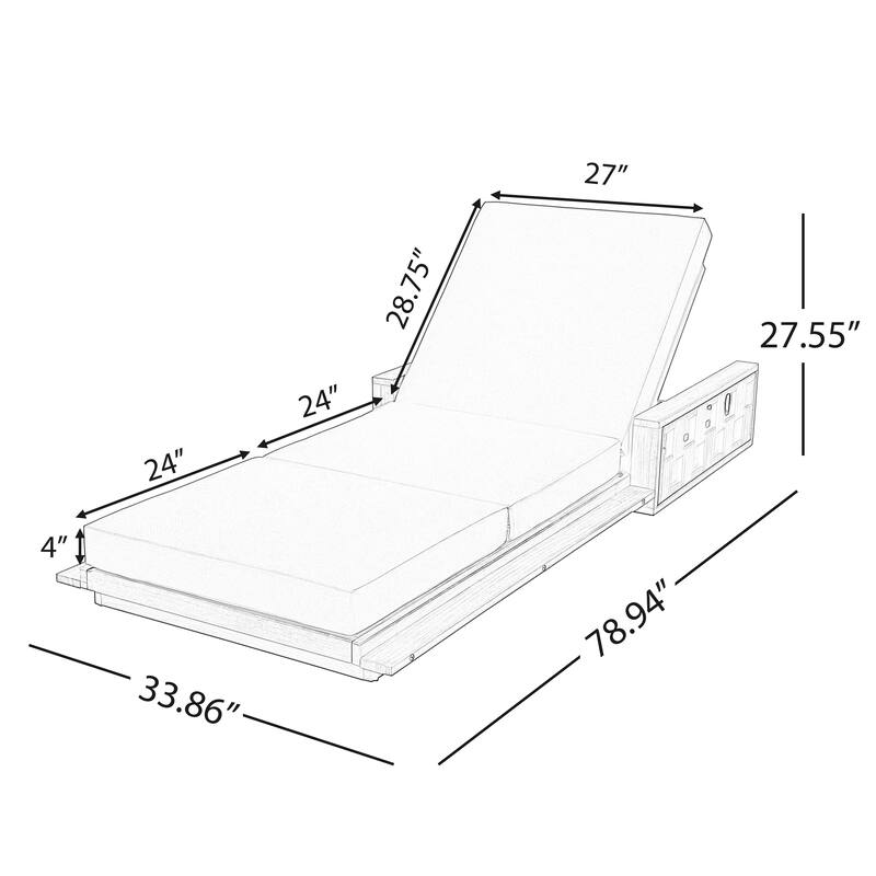 Christopher Knight Home - Modern Outdoor Acacia Wood Tri-Fold Chaise Lounge with Rope Accents & Water-Resistant Foam Headrest