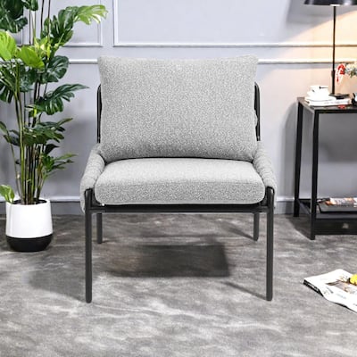 Fabric Accent Lounge Chair with Braided Upholstery, Metal Frame and Ergonomic Cushioned Support