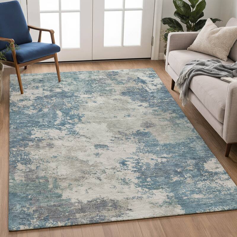 Machine Washable Indoor/ Outdoor Casual Contemporary Chantille Rug