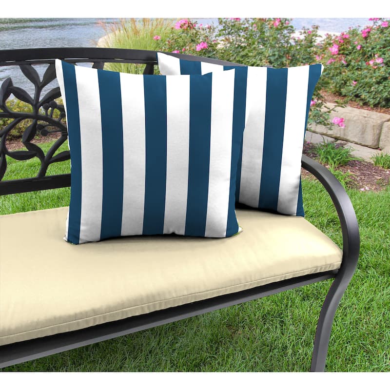 20" x 20" Navy Stripe Outdoor Throw Pillow - Set of 2 - 20'' L x 20'' W x 6'' H - Awning Navy