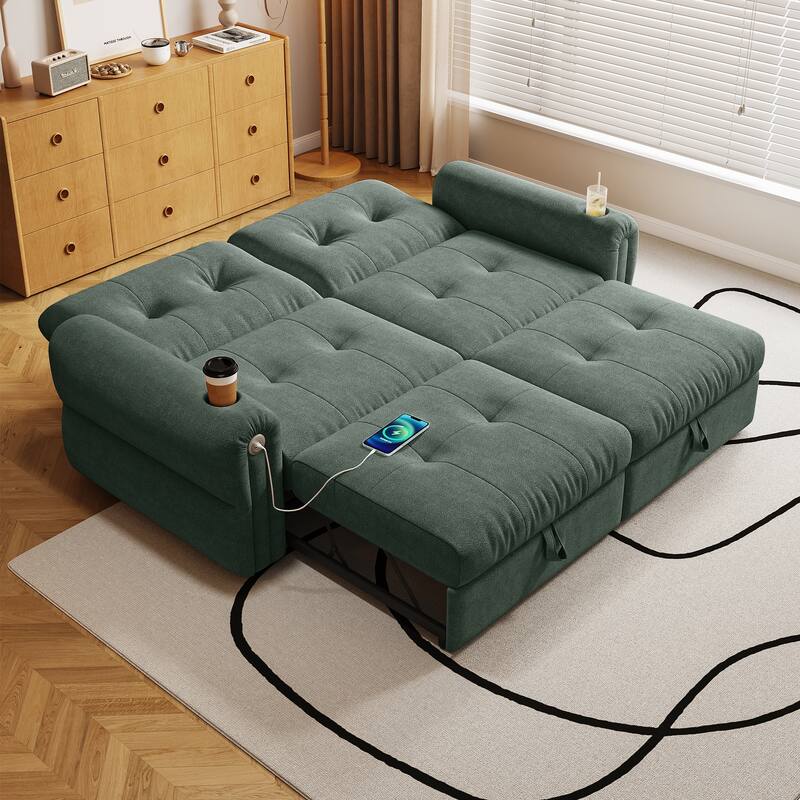 GDFStudio - Chenille Convertible 2-Seater 74" Sofa Bed