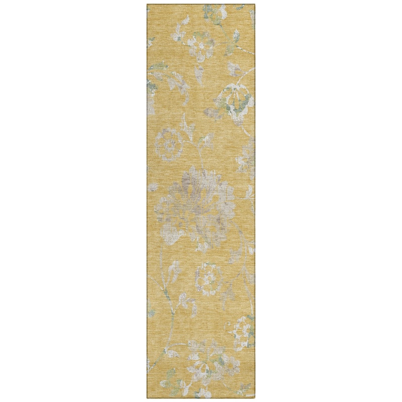 Machine Washable Indoor/ Outdoor Chantille Modern Floral Rug