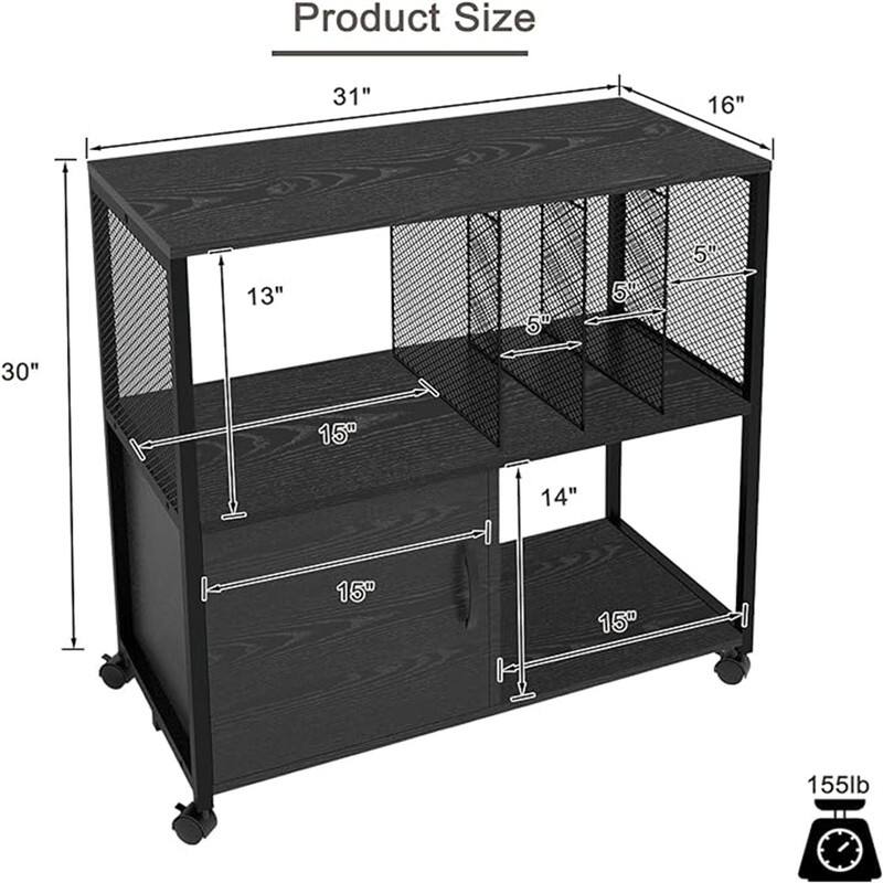 Mobile Wood Lateral File Cabinets - 15.7"D x 31.5"W x 29.7"H