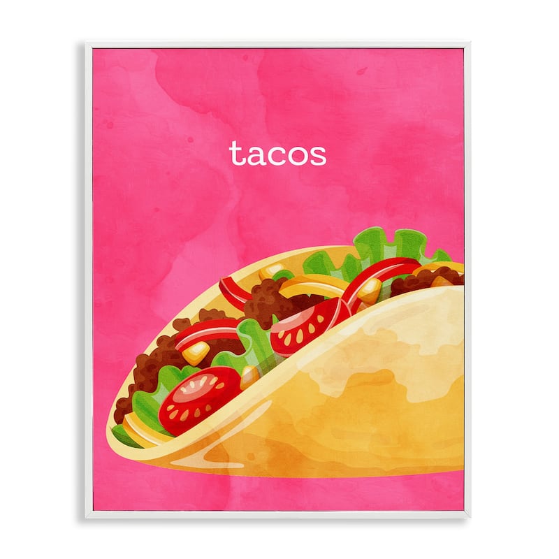 Stupell Tacos Mexican Cuisine Framed Giclee Art Design By Kim Allen - 11 x 14 - White
