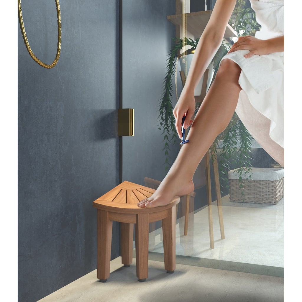 13" Kai Angled Corner OptiAREA Teak Shaving & Washing Foot Rest