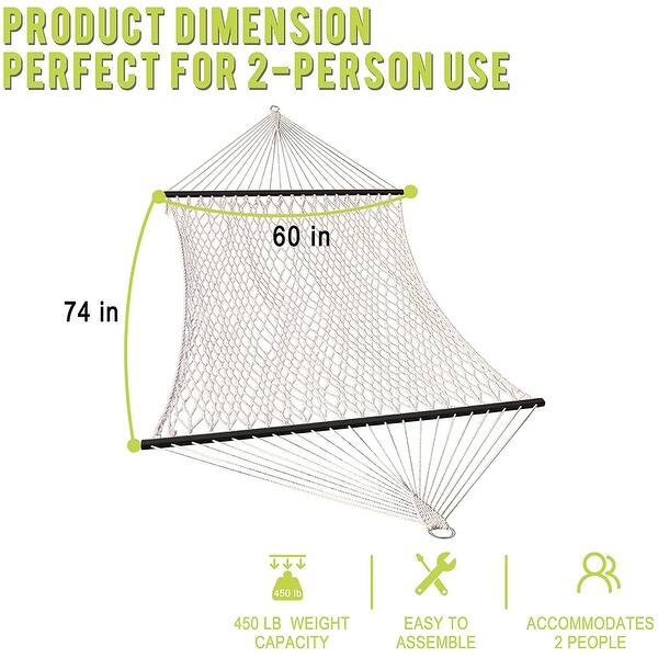 13FT Double Rope Hammocks, Traditional Hand Woven Cotton Hammock Bed