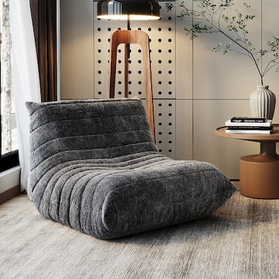 JASIWAY Modern Chenille Foam Floor Chair Lazy Sofa Bean Bag Chairs