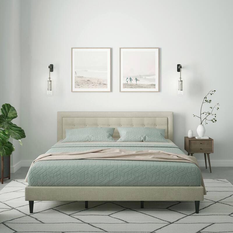 Conner Upholstered Platform Bed - King - Beige