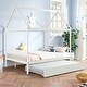 preview thumbnail 1 of 11, White Full Size Wood House Bed with Trundle and Roof White