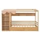 preview thumbnail 4 of 37, Twin Solid Pine Wood House Bed with Built-in Wardrobe & Curtain Fabric, Storage Daybed with 2 Drawers & Storage Shelves, Natural