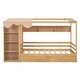 preview thumbnail 8 of 16, Twin Size House Bed Platform Bed Semi-Enclosed Design with Wardrobe and Shelf for Boys Girls, No Box Spring Needed, Natural