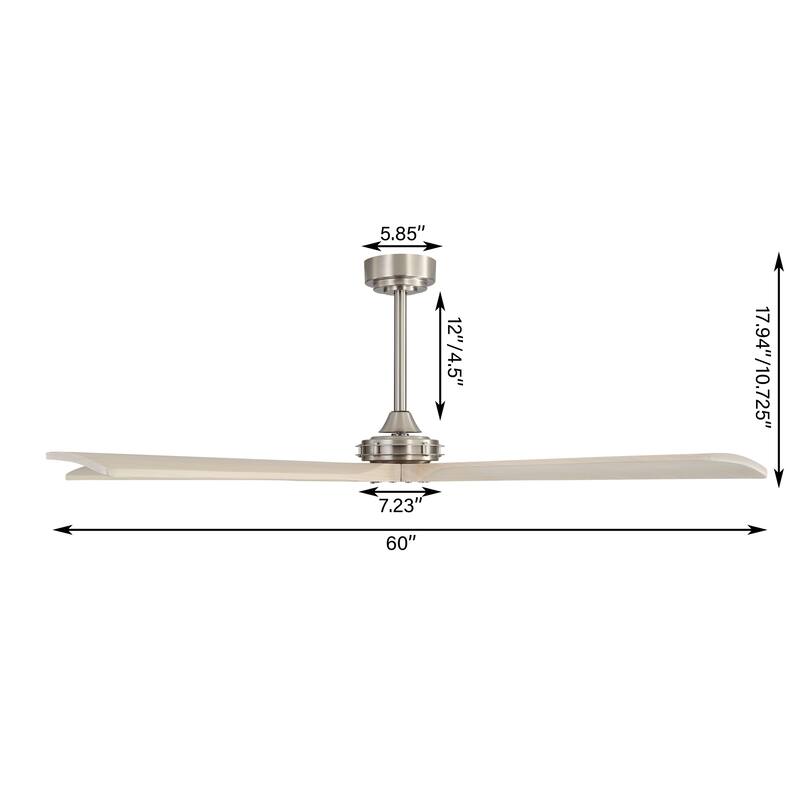 MLiAN 60 in 5-Soild Wood Blades Indoor Standard Ceiling Fan with Remote Down-Rod Mount