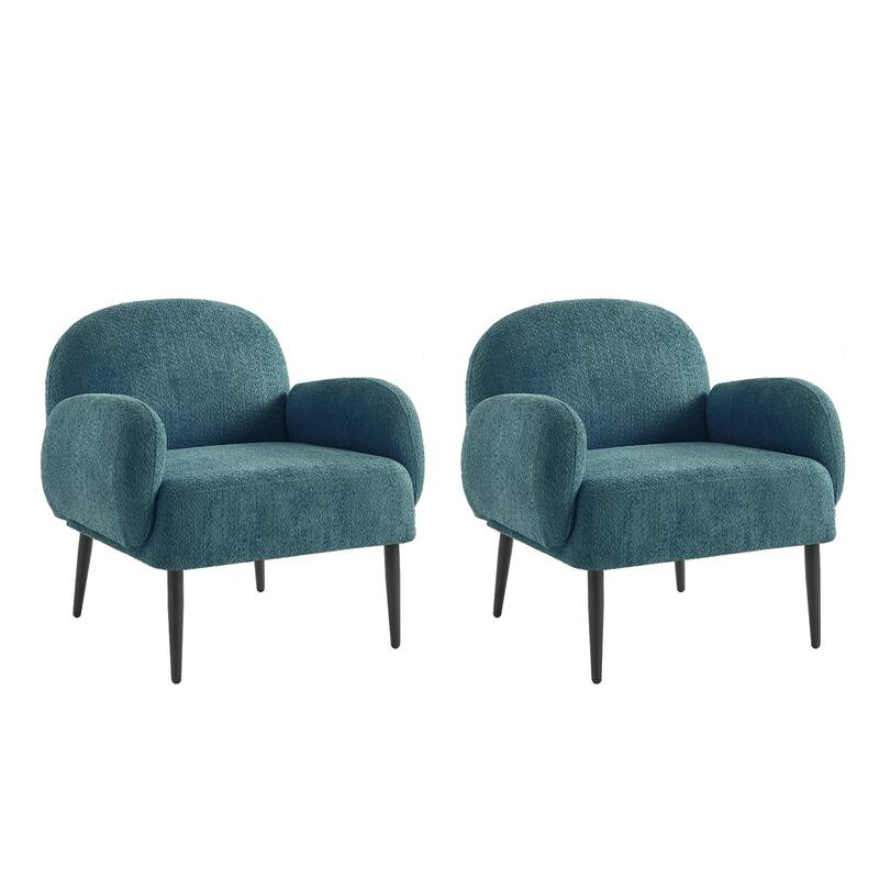 Abe Modern Boucle Accent Chair with Adjustable Metal Legs Set of 2 by HULALA HOME