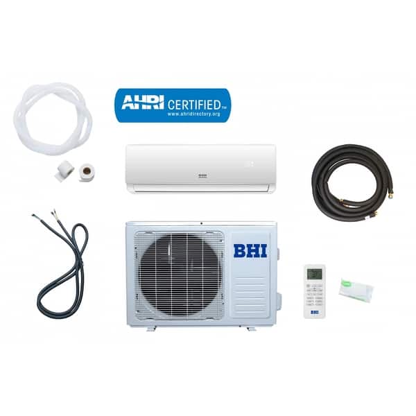 slide 1 of 7, BHI 12000 BTU MINI Split Ductless Air Conditioner 230V 16 Ft White White