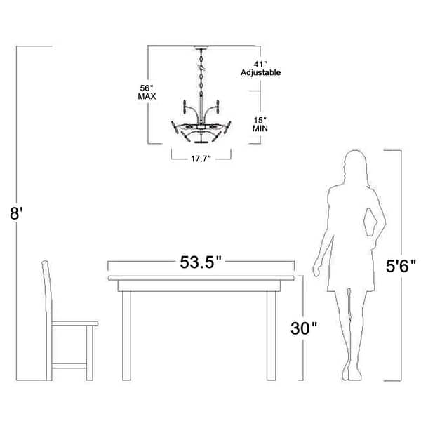 dimension image slide 0 of 2, Rosa 6-Light Brushed Brass Finish Crystal Glass Flower Chandelier - 17.7 inches in diameter x 15 inches H