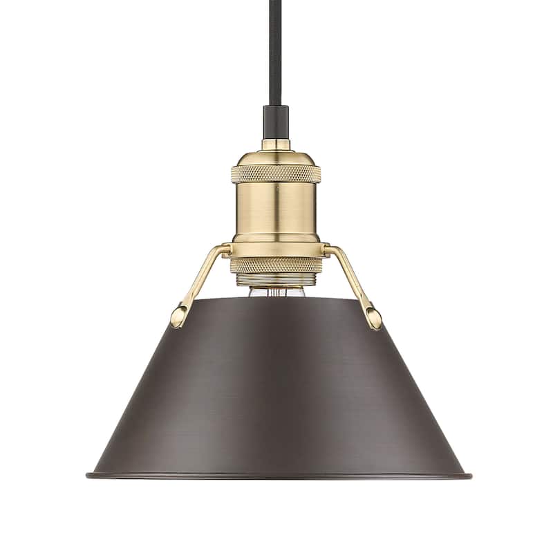 Yep by Golden Lighting Orwell 1-light 8in Pendant in Brushed Champagne Brass and Rubbed Bronze shade - Gold